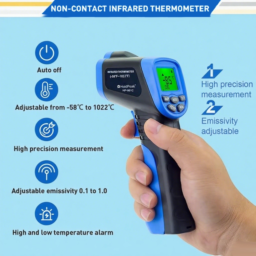 Industrial Laser Blaster - -30-550℃ Digital IR Thermometer Non-Contact Laser