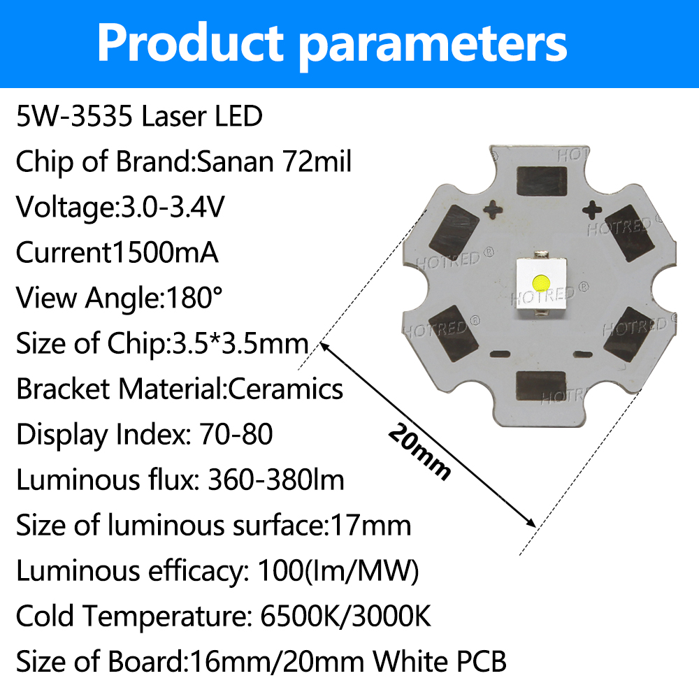 LED 5W 3535 Flat White Laser B - огляд і ціна Industrial Laser Diode
