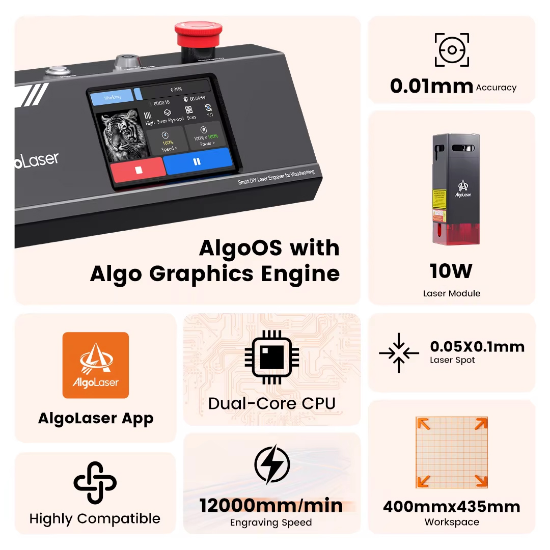 Algolaser DIY Table 40*43cm CN - огляд і ціна Industrial Laser Engraver For Metal